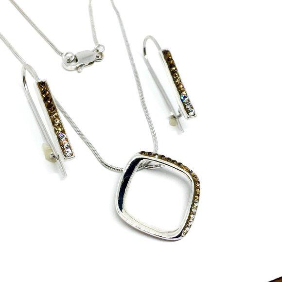 Brunette Ombre ~ Sterling Silver Necklace Earrings - Picture 4 of 5